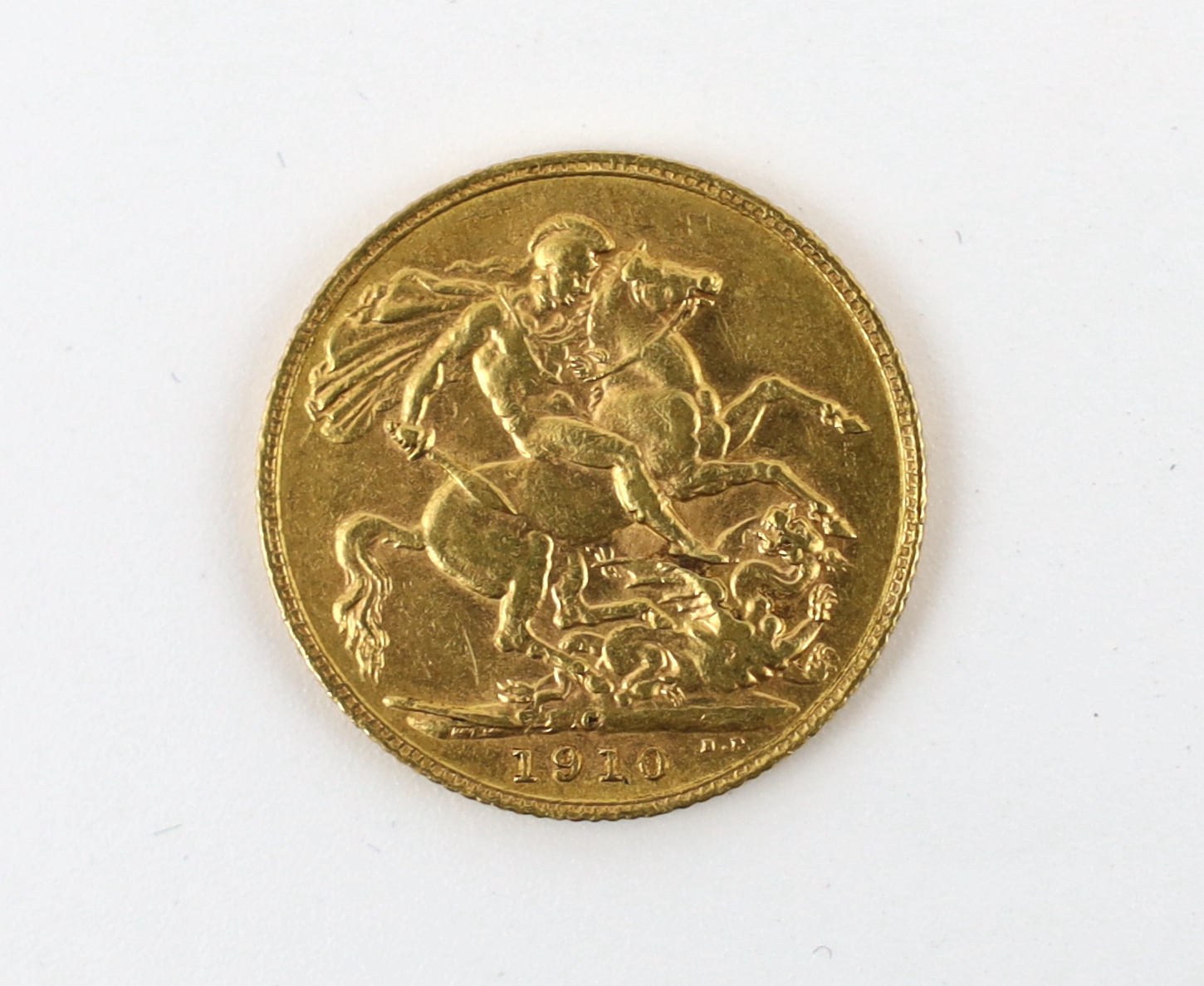 British Gold Coins, Edward VII sovereign 1910C, Ottawa mint, line of minute dents below chin, otherwise about EF (S3970)
